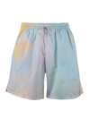 Fendi Straight-leg Mid-length Logo-print Tie-dyed Swim Shorts In Multicolore