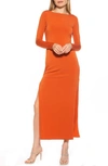 Alexia Admor Lexy Long Sleeve Maxi Dress In Apricot