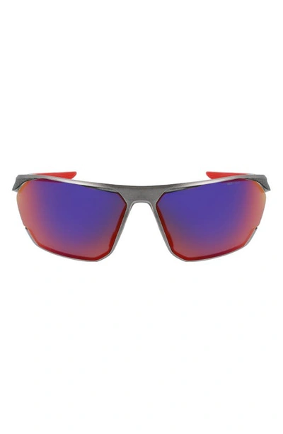 Nike Stratus 76mm Rectangular Sunglasses In Brushed Gunmetal/ Field Tint