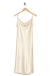 Bebe Satin Cowl Neck Midi Dress In Champ