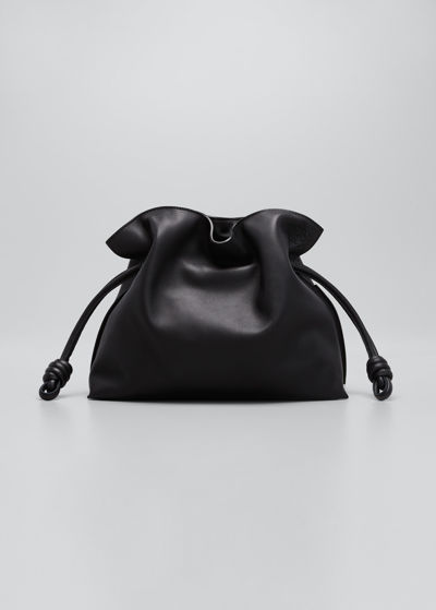 Loewe Flamenco Drawstring Knot Clutch Bag In Black