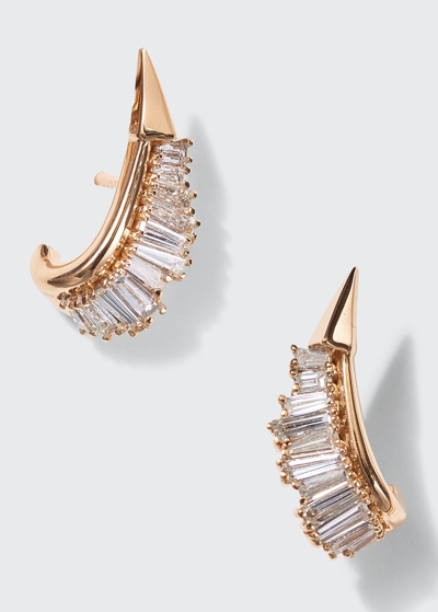 Nak Armstrong Ruched Ear Clips With White Diamonds And 20k Recycled Rose Gold In Rg