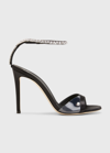 GIUSEPPE ZANOTTI 105MM SATIN CRYSTAL ANKLE-STRAP SANDALS