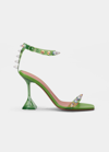 Amina Muaddi Julia Neon Crystal-spike Clear Sandals In Mid Green