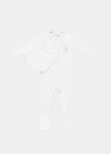 Pea Pop Baby's Personalized Footed Bodysuit W/ Attachable Bib In White Bear