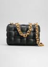 Bottega Veneta Chain Cassette Padded Intrecciato Crossbody Bag In 3014 Inkwell-gold