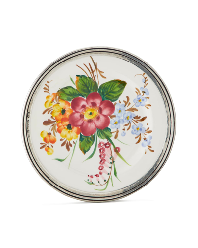 Neiman Marcus Floral Pewter & Ceramic Salad Plate