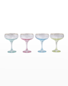 VIETRI RAINBOW ASSORTED COUPE CHAMPAGNE GLASSES, SET OF 4