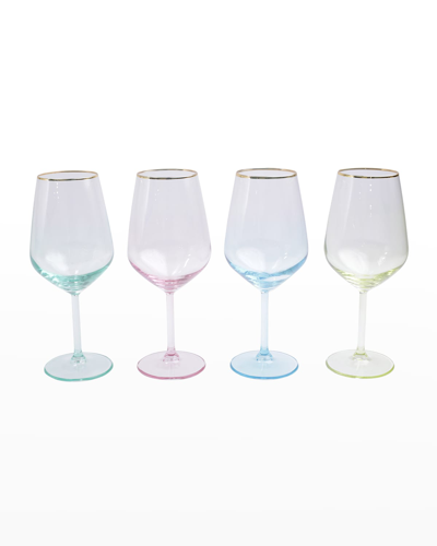 VIETRI RAINBOW ASSORTED WINE GLASSES, SET OF 4