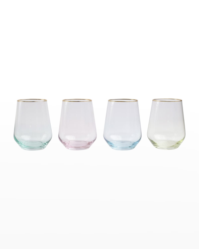 VIETRI RAINBOW ASSORTED STEMLESS WINE GLASSES, SET OF 4
