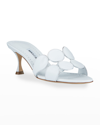 Manolo Blahnik Haribalmu Leather Slide Sandals In White