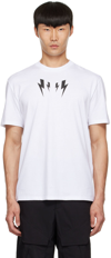 NEIL BARRETT WHITE MIRRORED BOLT T-SHIRT