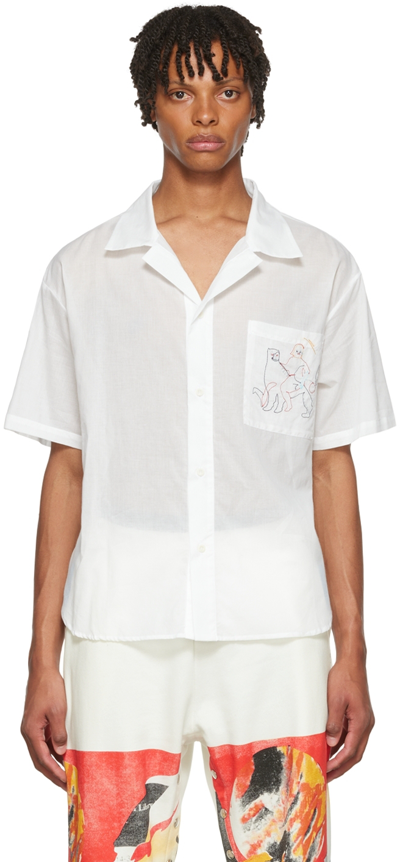 Bethany Williams Embroidered Motif Short-sleeved Shirt In Weiss