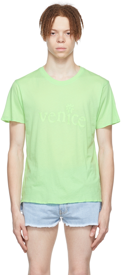 Erl Venice Printed Cotton-jersey T-shirt In Green