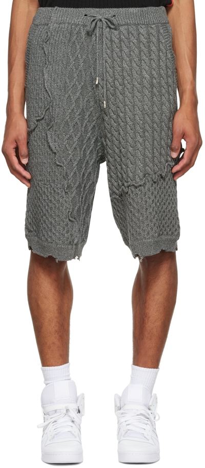 Ader Error Gray Cotton Shorts In Grey