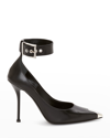Alexander Mcqueen 105mm Metallic Toe-cap Detail Pumps In 1081 Black Silver