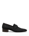 BOUGEOTTE TWEED HEELED PENNY LOAFERS