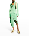 A.w.a.k.e. Diagonal Pleated Asymmetric Midi Skirt In Green