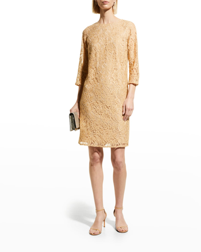 Caroline Rose Women's Flora Lace Knit Swing Dress In Champagne