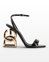 Dolce & Gabbana 105mm Patent Iconic Dg Heel Sandals In Dark Beige