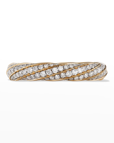 David Yurman Women's Cable Edge Band Ring In 18k Yellow Gold With Pavé Diamonds