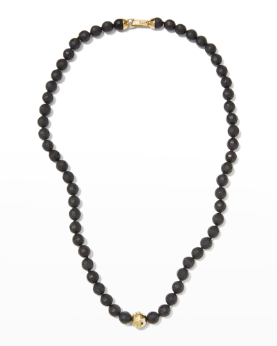 Marco Dal Maso Men's Yellow Gold Onyx Necklace, 52cm