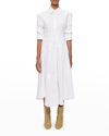 Simkhai Jazz Cutout Pintucked Cotton-blend Poplin Midi Shirt Dress In White