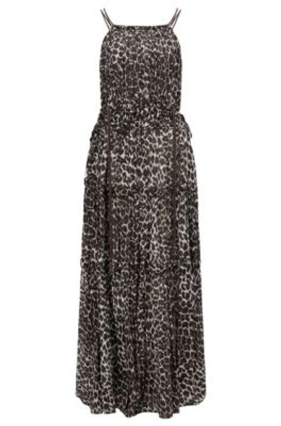 Hugo Boss Regular-fit Dress With Laces And Gatherings In Patterned