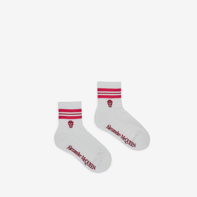 Alexander Mcqueen Skull Sport Socks In White/pink