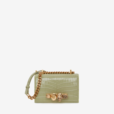 Alexander Mcqueen Mini Jewelled Satchel In Sage