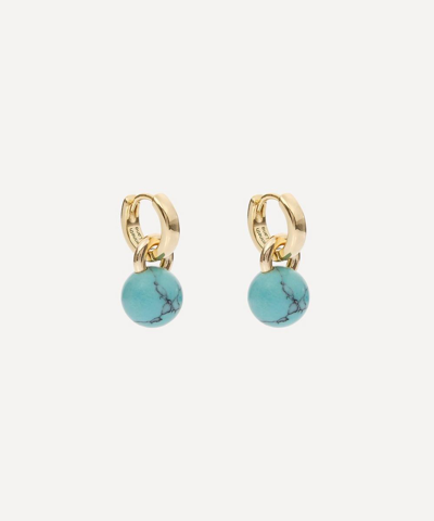 Kenneth Jay Lane 14ct Gold-plated Huggie Turquoise Ball Drop Earrings In Gold, Blue