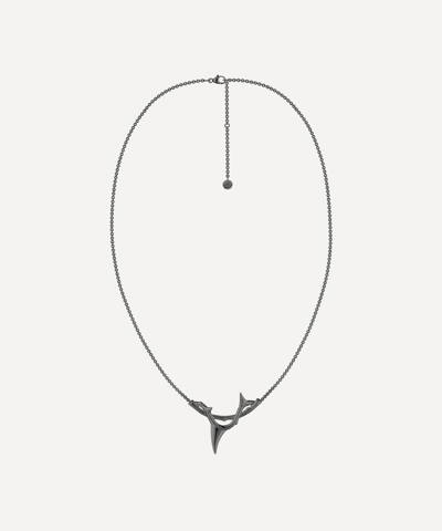 Shaun Leane Rose Thorn Rhodium-plated Sterling-silver Pendant Necklace In Black