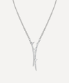 SHAUN LEANE SILVER ROSE THORN DROP LARIAT NECKLACE
