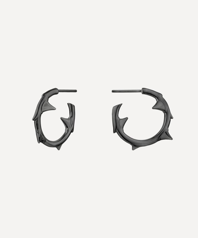 Shaun Leane Rose Thorn Rhodium-plated Sterling Silver Hoop Earrings In Black