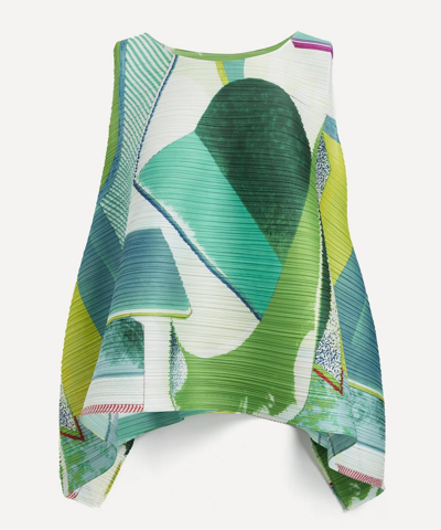 Issey Miyake Pinwheel Sleeveless Blouse In Peacock Blue