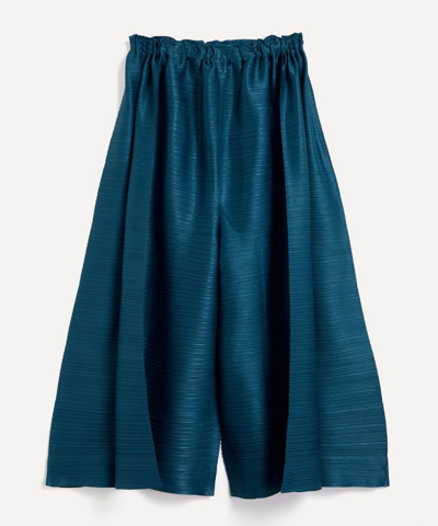 Issey Miyake Pleated Hopping Culottes In Peacock Blue