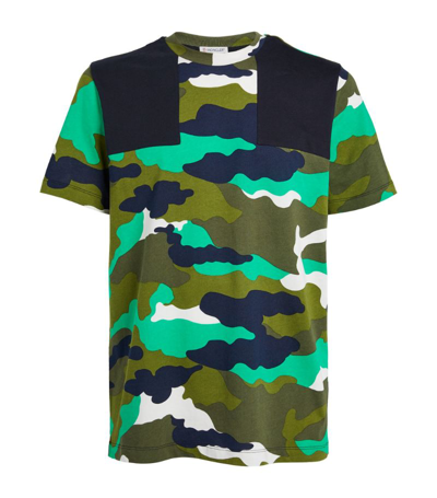Moncler Camouflage-print Cotton-jersey T-shirt In Blue