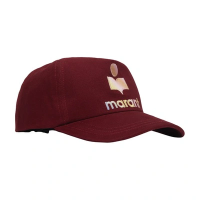 Isabel Marant Tyron Logo-embroidered Cotton-canvas Cap In Burgundy