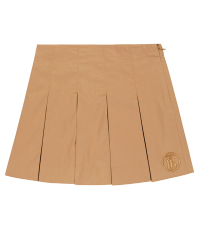 Burberry Kids' Pleated Cotton Twill Miniskirt In Archive Beige