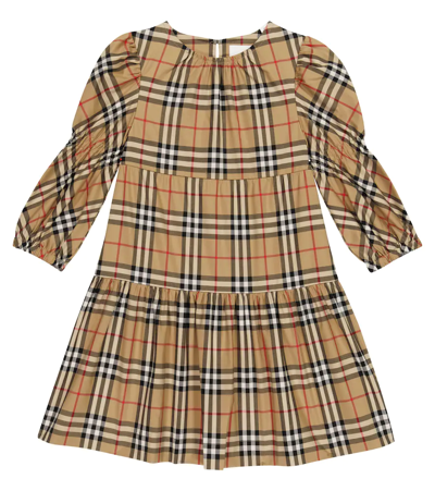 Burberry Kids' Shirley Vintage Check-print Stretch-cotton Dress 4-14 Years In Archive Beige