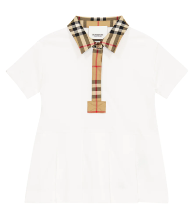 Burberry Sigrid Vintage Check-print Polo Shirt Stretch-cotton Dress 6 Months-2 Years In White