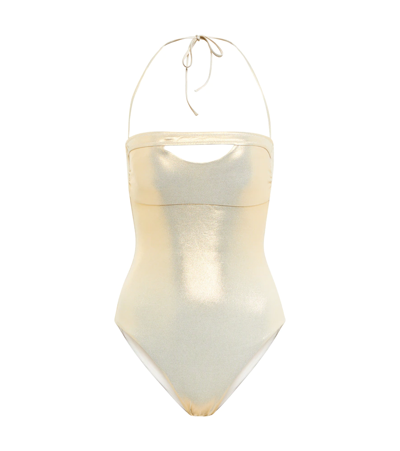 Melissa Odabash Nantes Halterneck Swimsuit In Gold