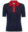 Tory Sport Tory Burch Cotton Pointelle Polo Sweater In Tory Navy/gala Red