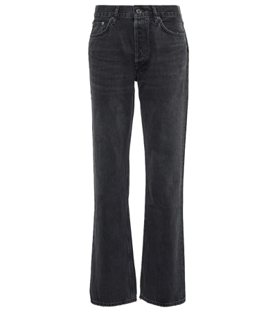 Agolde 90s Pinch Waist Straight-leg High-rise Organic-cotton Denim Jeans In Black
