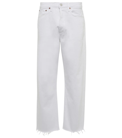 Agolde Riley Crop High Rise Stretch Jeans In Sour Cream In Multi