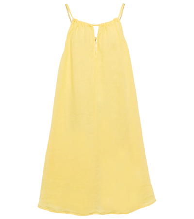 Velvet Dora Linen Minidress In Lemon