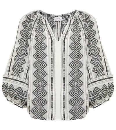 Velvet Womens Aztec Print V-neck Pullover Top In White
