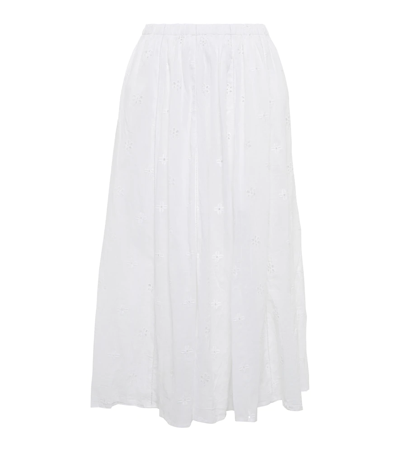 Velvet Wynne Broderie Anglaise Midi Skirt In White