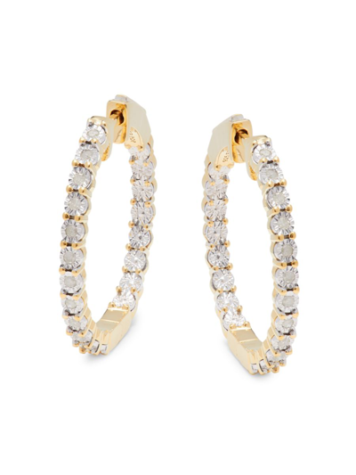 Effy Eny Women's 14k Goldplated Sterling Silver & 0.21 Tcw Diamond Hoop Earrings