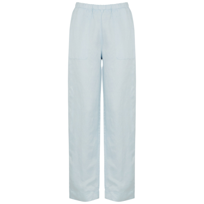 Vince Light Blue Linen-blend Trousers In Grey